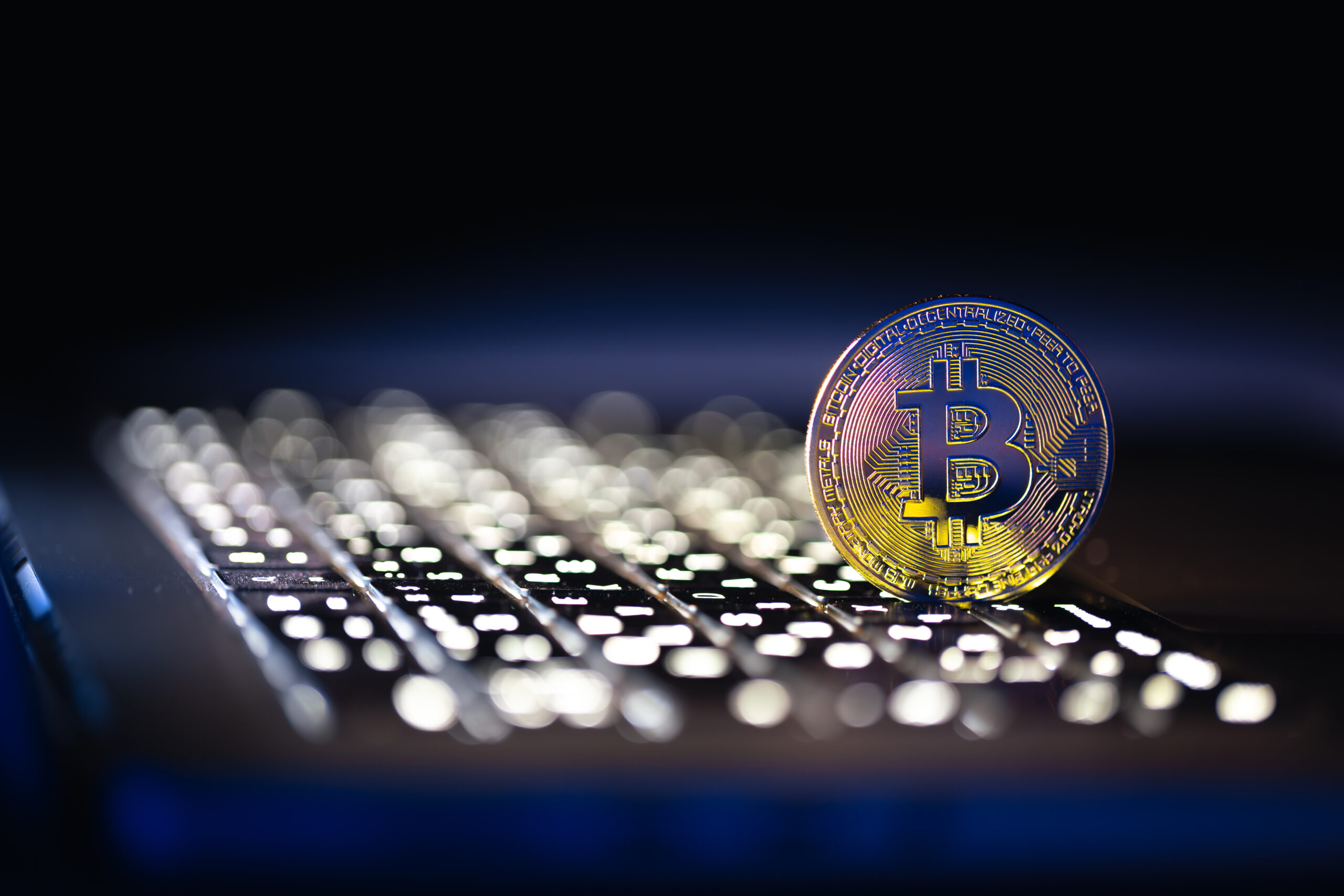 bitcoin coin keyboard with nice background crypto money concept scaled